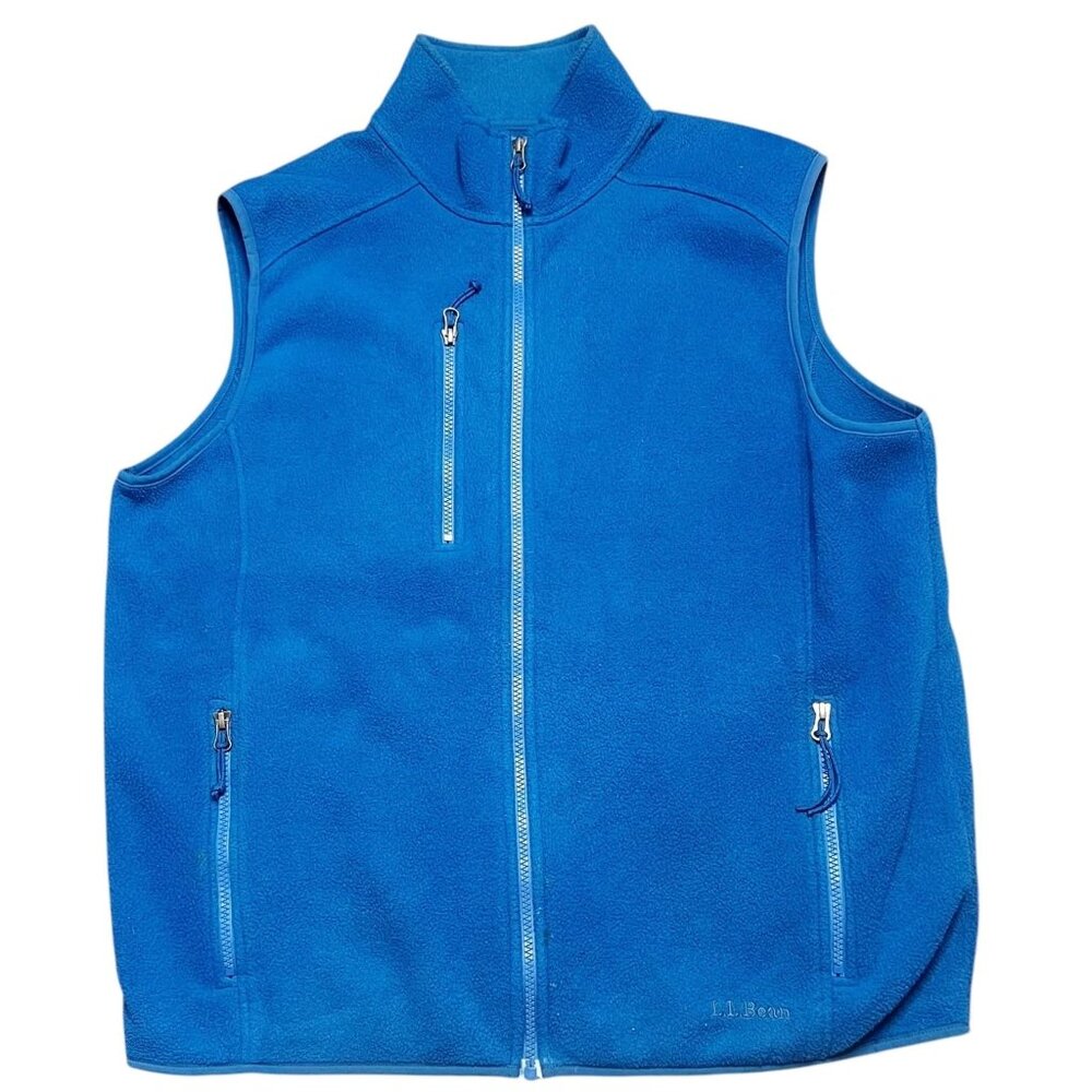 L.L. Bean Fleece Vest Mens Size L Blue Full Zip Gorpecore Utility